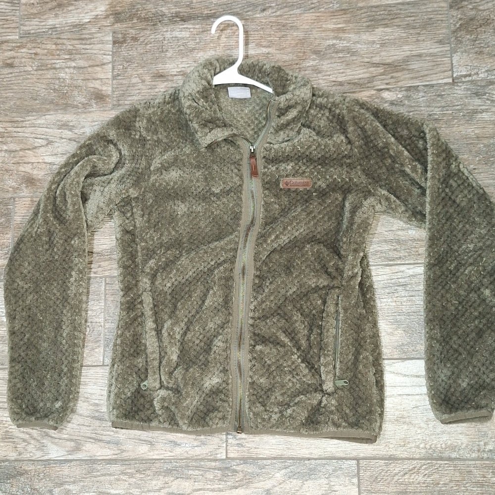 Columbia Olive Green Plush Full-Zip Fleece Jacket
